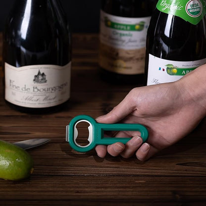 Linoroso Magnetic Bottle Opener Pop Can Opener for Refrigerator, Beer Bottle Opener and Soda Can Opener with Cap Catcher, Portable Beer Opener for Bartender, Home, Restaurant, Bar Tools, 1 Pack, Green