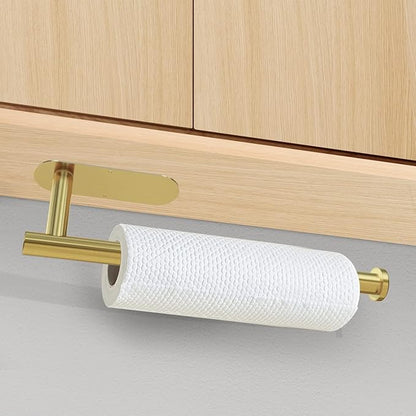 DEKAVA Paper Towel Holder Under Cabinet for Kitchen, Adhesive Paper Towel Holder Wall Mount, SUS304 Stainless Steel 13 inch(1,Gold) - Image 2