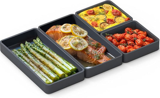 Cheat Sheets - Original Silicone Sheet Pan Dividers For Cooking & Meal Prep - Non Stick Silicone Tray Baking Set, Oven Safe & Freezer-Friendly - 4 Cheat Sheets Baking Trays