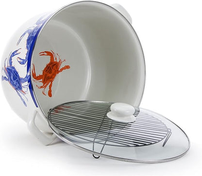 Golden Rabbit Enamelware Soup or Stock Pot, 18 quart, Blue Crab