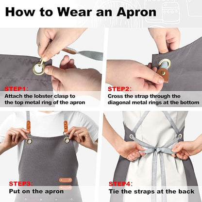 BeLuyi chef apron bib tool apron for man woman cross back straps with 4 pockets for kitchen cooking gardening baking working - Image 5