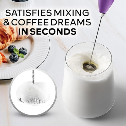 Zulay Kitchen Powerful Milk Frother Wand With 4 AA Duracell Batteries - Ultra Fast Handheld Drink Mixer - Electric Whisk Foam Maker for Coffee, Lattes, Cappuccino, Matcha & Creamer - Firework - Image 2
