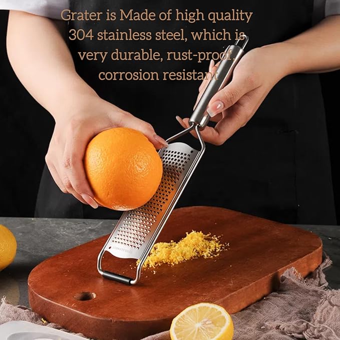 Stainless Steel 12 inch Cheese Grater, vegetable & Fruit grater Zester, Kitchen Tool Lemon Metal Zester with handle. - Image 2