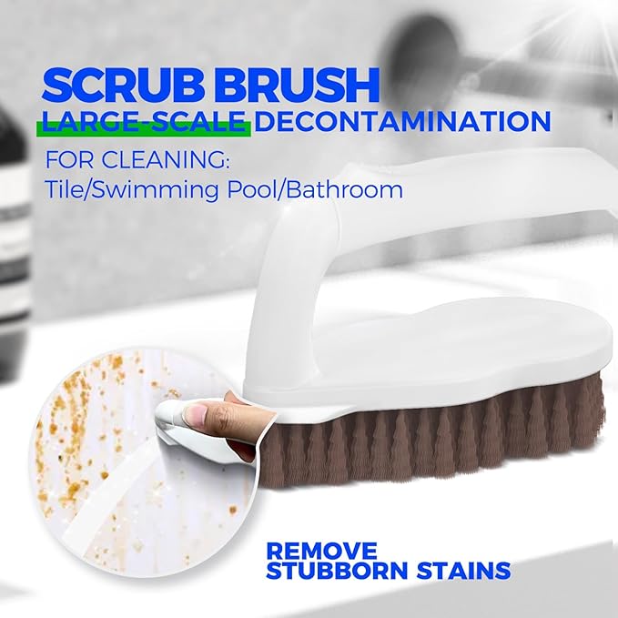 Holikme 7 Pack Deep Cleaning Brush Set, Scrub Brush, Grout Brush, Pool Brush, Scrub Pads with Scraper Tip Scouring Pads, for Pool Walls, Bathroom, Floor, Bike, Tub, Shower and Kitchen Surface (Brown) - Image 2