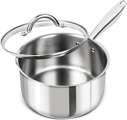 MICHELANGELO 3 Quart Saucepan with Lid, 18/10 Stainless Steel Sauce Pan with Tri-Ply Bottom, 3QT Sauce Pot, Induction Compatible by Michelangelo