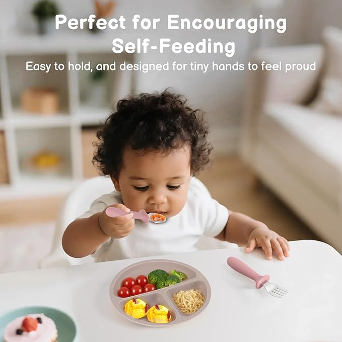 Eascrozn Toddler Spoons and Forks Set, 6 Pack Kids Silverware with Silicone Handle, BPA Free, 18/8 Stainless Steel Children Safe Toddler Utensils, Dishwasher Safe - Image 4