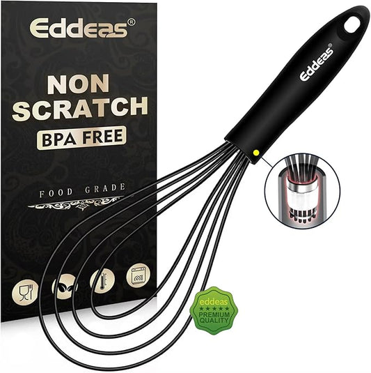 Flat Whisk, EDDEAS Silicone Gravy Whisk for Cooking, Beating, Stirring Gravy and Eggs by Eddeas