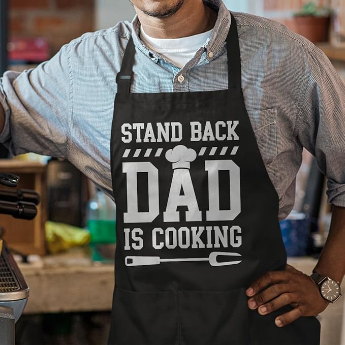 SANDJEST Funny Mens Aprons with Pockets for BBQ Grilling Cooking Grandpa Husband Apron for Birthday Christmas Father's Day