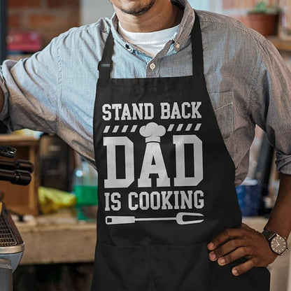 SANDJEST Funny Mens Aprons with Pockets for BBQ Grilling Cooking Grandpa Husband Apron for Birthday Christmas Father's Day