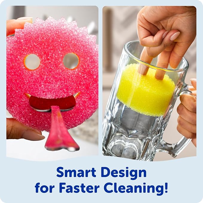 Scrub Daddy Original (4) + Scrub Mommy Kitchen Sponges (4) - Scratch-Free Dish Scrubber - Multipurpose Kitchen Cleaning Sponges - BPA Free Polymer Foam - Stain & Odor Resistant (8 Pack) - Image 4