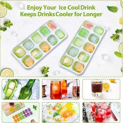 DOQAUS Ice Cube Tray with Lids - 2 Pack Stackable Silicone Ice Trays for Freezer, BPA & LFGB Safe, Easy Release for Kitchen, RVs, Cocktail, Coffee, Soup & Food - Image 6