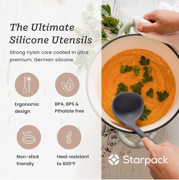 Starpack 'Stir & Serve' Silicone Cooking Utensils Set (5 Pcs) - 10.5" - Kitchen Utensil Set Heat Resistant to 600°F - Kitchen Utensils for Nonstick Cookware - Silicone Utensil Set for Mixing & Cooking - Image 2