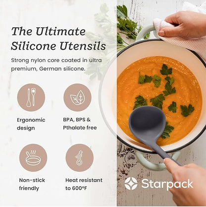 Starpack 'Stir & Serve' Silicone Cooking Utensils Set (5 Pcs) - 10.5" - Kitchen Utensil Set Heat Resistant to 600°F - Kitchen Utensils for Nonstick Cookware - Silicone Utensil Set for Mixing & Cooking - Image 2