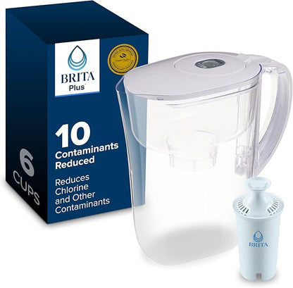 Brita Small 6 Cup Water Filter Pitcher, 1 BritaPlus Filter, Metro, Clear (Package May Vary) by Brita