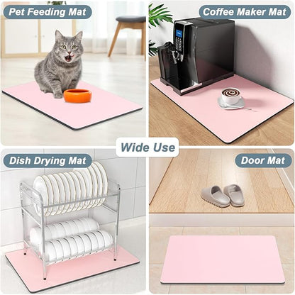 Rnivvi Coffee Mat, 12" x 19" Coffee Bar Mats for Espresso Machine Station Accessories and Organizer, Hide Stain Rubber Backed Absorbent Dish Drying Pad for Kitchen Counter, Cute Bar Decor Pad, Pink - Image 7