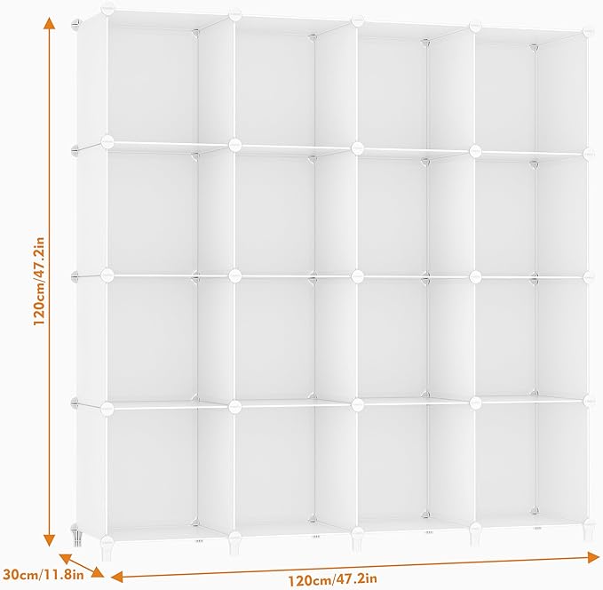 HOMIDEC Closet Organizers and Storage, 16 Cube Storage Organizer, Closet Organizer Bookshelf Cubes Shelves for Clothes, Bedroom, Kids Room, Bathroom, Wardrobe, Garment Racks, White - Image 3