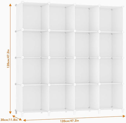 HOMIDEC Closet Organizers and Storage, 16 Cube Storage Organizer, Closet Organizer Bookshelf Cubes Shelves for Clothes, Bedroom, Kids Room, Bathroom, Wardrobe, Garment Racks, White - Image 3
