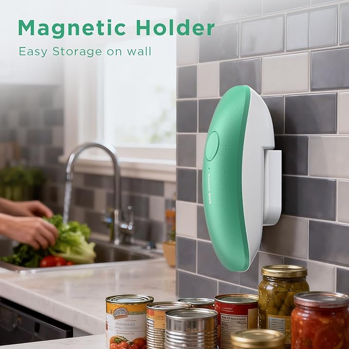 Canslab Ultrablade PRO Auto Stop Can Opener - Rechargeable Electric Can Opener for Kitchen for Seniors with Arthritis - One Touch Side Cut Opener, Smooth Edge, Handfree, Wall Mounted Small Size, Green - Image 6