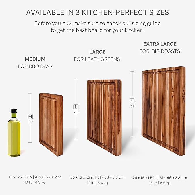 Teakhaus Cutting Board - Small (S) Wood Cutting Board with Juice Groove - Holiday Gift Ideas for Men and Women - Gift-Ready, Reversible, Edge Grain Wood, Knife Friendly - FSC Certified - Image 4