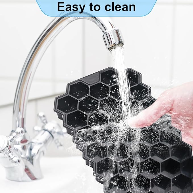 Ice Cube Trays for Freezer with Lid-Silicone Ice Cube Tray with Lid Ice Maker 4 Pack Black,Easy-Release Reusable Ice Cube Coffee Scoop for Coffee Bar Accessories - Image 8