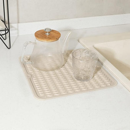 MicoYang Silicone Dish Drying Mat for Multiple Usage,Easy clean,Eco-friendly,Heat-resistant Silicone Mat for Kitchen Counter or Sink,Refrigerator or Drawer liner Tapioca M 12 inches x 12 inches - Image 5