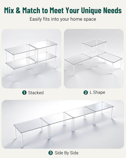 Bobomoment Acrylic Cabinet Organizer, Set of 2 Shelf Organizer, Spice Rack Organizer for Cabinet, Desk Countertop Organizer, Stackable Shelves for Pantry Kitchen Storage and Organization - Image 8