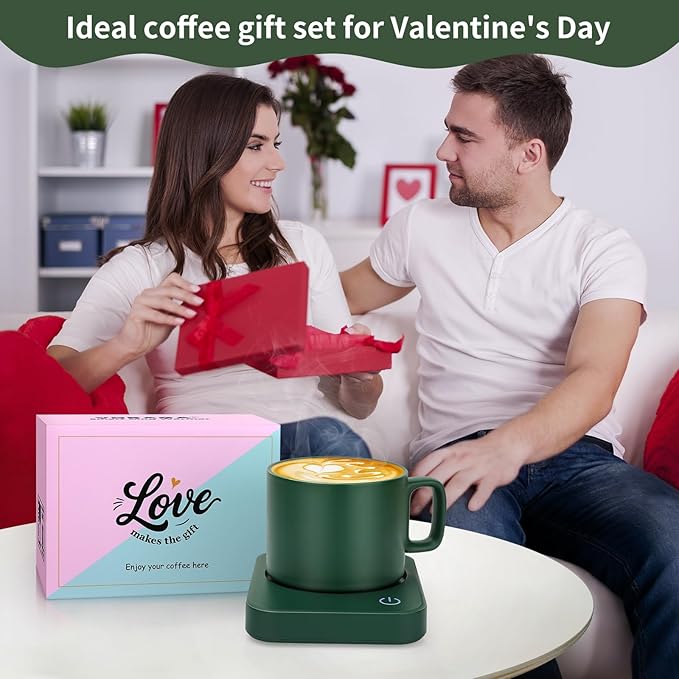 VOBAGA Mug Warmer Set, Coffee Warmer for Desk with 11oz Ceramic Mug, Auto Shut Off & 3-Temp Settings, Smart Coffee Cup Warmer, Home Office Essentials Coffee Set(Mug Included) - Image 6