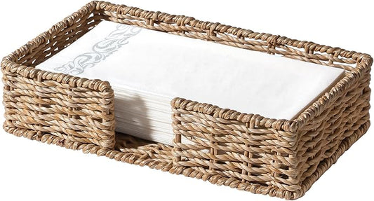 Kordory Seagrass Disposable Guest Towel Holder Tray for Bathroom, Wicker Counter Rectangular Bathroom Napkin Holder for Ktichen, Woven Hand Towel Holder Tray for Home, Kitchen, Hotel, Farmhouse