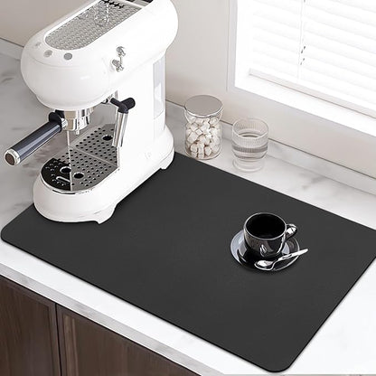 LOPNUR Kitchen Dish Drying Mat, 24"x16" Large Dish Drying Mats for Kitchen Counter, Diatomite Coffee Mat, Super Absorbent Dish Drying Pad, Heat Resistant Mat with Anti-slip Rubber Backed, Black - Image 2