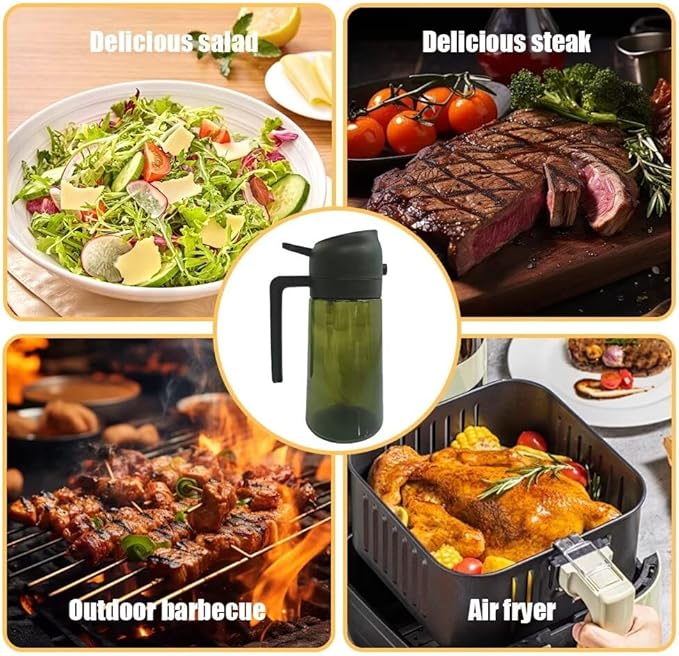 Kitchen Maiden 2 in 1 Oil Dispenser, New Kitchenmaiden 2 In 1 Oil Sprayer for Cooking，Olive Oil Dispenser Bottle Spray And Pour for Air Fryer, Salad, Frying, BBQ - Image 6