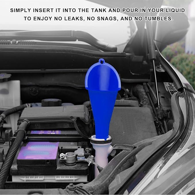 2 PCS Oil Funnel, Plastic Long Neck Multi-Purpose Spill Saver Funnel, Engine Oil Funnels for Filling Oils Gas Water Diesel Fuel Lubricants for Car Motorcycle ATV Boat (Blue)