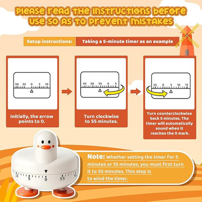 Amylove 4 Pieces Cute Kitchen Timer, Animal Mechanical Manual, Chick, Frog, Duck, Ladybug, 60 Minutes Loud Alarm Egg Windup Timer, for Adults Christmas Home Cooking Baking Fitness Beauty