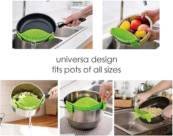 Clip-on Kitchen Food Strainer for Spaghetti, Pasta, Meat, Fruits, Vegetables. Silicone Kitchen Food Strainer for Pots & Bowls - Image 2