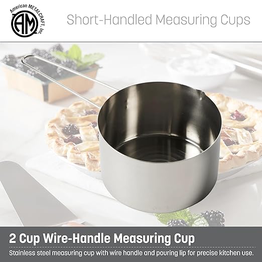 American METALCRAFT, Inc. MCW200 2-Cup Stainless Steel Measuring Cup with Wire Loop Handle, Silver - Image 2