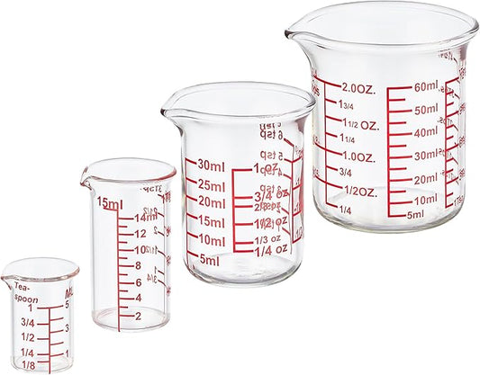 Ackers 4-Piece Glass Measuring Cup Set, Borosilicate Beaker Style Nesting Liquid Measuring Cups by AckersBORO33