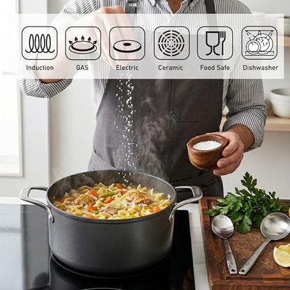 TECHEF - Onyx Collection - 5-quart Soup Pot with Glass Lid, coated with New Teflon Platinum Non-Stick Coating (PFOA Free) (5-quart)