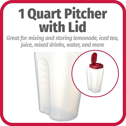 GoodCook 1 Quart Bottle – BPA Free Mixing Pitcher with Lid, Snap Lock Easy Pour Lid, Drink Containers for Fridge, Liquid Storage Container, Jugs for Drinks, Plastic Bottles with Lids - Image 4