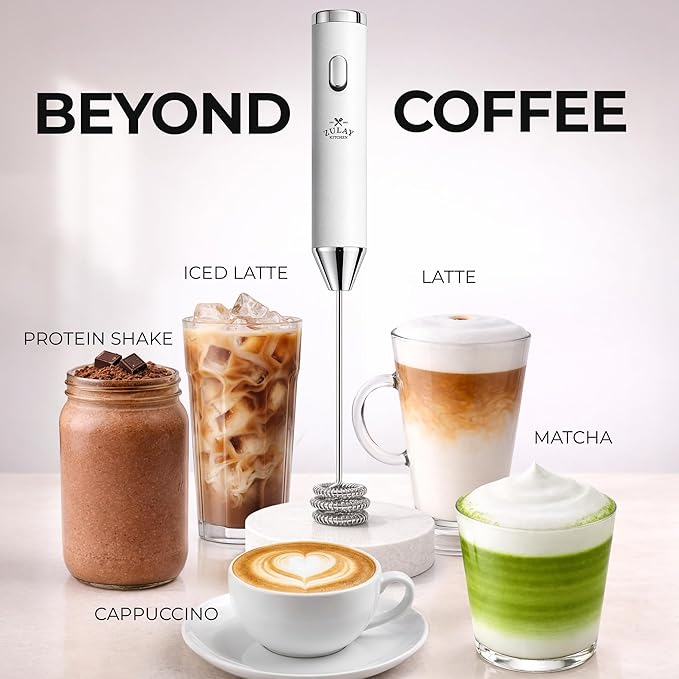 Zulay Kitchen Metal Rechargeable Milk Frother, 3 Whisk Attachments Handheld Frother Wand, 1800mAh USB-C Charging, Electric Drink Mixer for Protein, Matcha & Powders - One Charge Lasts up to 6 Months - Image 6