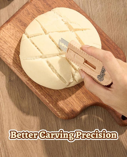 Sourdough Bread Lame, Magnetic Dough Scoring Tool with 5 Replaceable Blades, Ergonomic Handle for Easy Scoring, Ideal for Artisan Breads, Baguettes, and Bread Making Supplies (Wood)