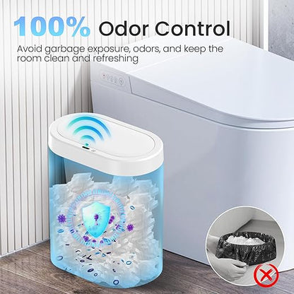 jinligogo 5 Gallon Bathroom Trash Can with Lid, Automatic Motion Sensor White Trash Can, Touchless Slim Waterproof Garbage Bin for Kitchen, Bedroom, Office, and Bathroom - Image 4