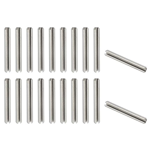 PATIKIL Slotted Spring Pin, 20 Pcs 3/16" x 1-9/16" (5.3mm x 40mm) 304 Stainless Steel Split Roll Pins Spring Dowel for Home Improvement Automotive Machine Repair, Silver