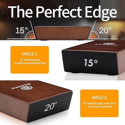 Rolling Knife Sharpener Kit, Knife Sharpening Kit, Kitchen Knives Sharpener Roller with Diamond and Ceramic for Steel of Chef Blade, Knives Sharpening Tool with 15 & 20 Degree Magnetic Angle, Walnut - Image 4