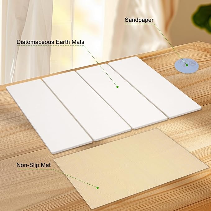 Large Dish Drying Mat for Kitchen Counter,24"×16"Fast Dry Pad Absorbent Countertop Mat, Heat-resistant Mat,Diatomaceous Earth Mats,White - Image 4