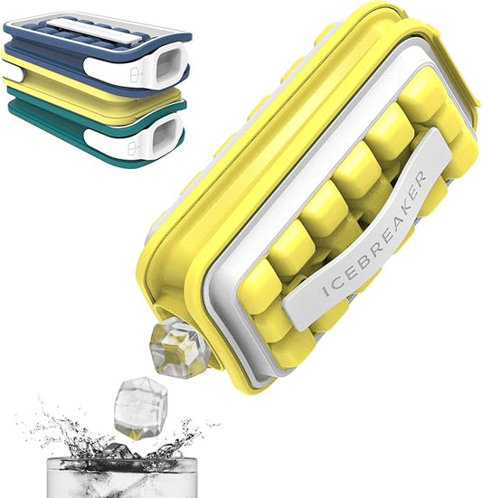 ICEBREAKER POP - 4 IN 1 - DISPENSER - MAKER - BIN - ICE PACK - Make And Serve Ice Without Ever Touching The Ice - The Sanitary Silicone Ice Tray for Freezer With Lid - Ice Cube Tray by ICEBREAKER