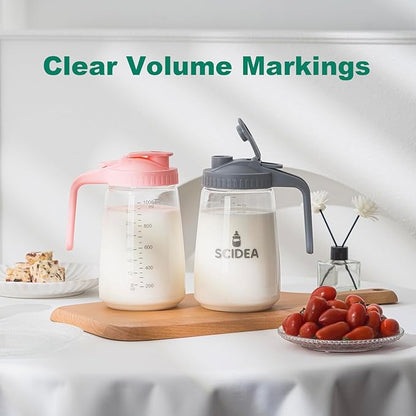 32oz Glass Pitcher with Lid, Heat & Cold Resistant, Leak-Proof Wide-Mouth Milk Fridge Storage Container, High borosilicate glass, Mason jar for Coffee, Iced tea, Milk, Food Storage – Green - Image 5