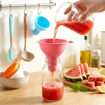 4 Pack Silicone Funnel, 3 Inch Wide Mouth Funnel for Kitchen Use Filling Bottles Flexible Kitchen Funnels for Home Restaurant Squeeze Bottles Jars Cans Water Liquid Oil or Powder Transfer