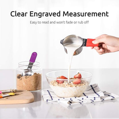 Measuring Cups, U-Taste Magnetic Measuring Cups and Spoons Set of 13 in 18/8 Stainless Steel: 7 Measuring Cups and 5 Measuring Spoons with 1 Professional Magnetic Measurement Conversion Chart - Image 4