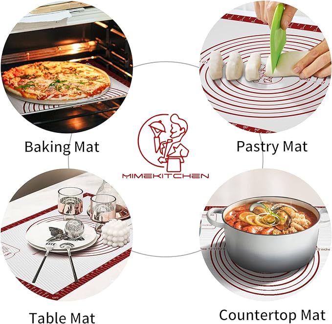 Silicone Baking Mat, Non Stick Pastry Mat Sheet for Dough Rolling, Nonslip Fondant/Pie Crust Mat, Counter Mat Oven Liner Mat for Making Cookies Macarons Bread Baking Supplies Extra Large 26 x 16 Inch - Image 3