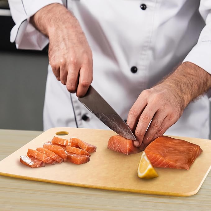Dishwasher Safe Cutting Boards for Kitchen - Extra Large Composite Wood Cutting Boards - Thin, BPA Free & Eco-Friendly Chopping Board (18 x 12 Inch, Natural) - Image 6