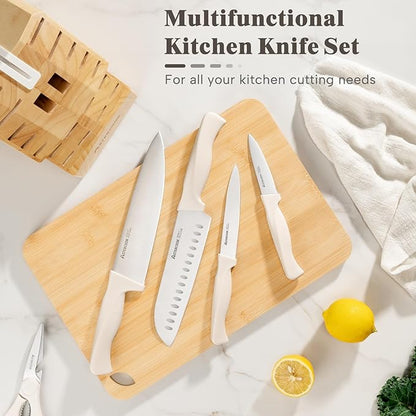 Knife Set, Astercook 22-Piece Kitchen Knife Set with Block & Built-in Sharpener, Ultra-Sharp High Carbon Stainless Steel Knives, Dishwasher Safe, Ergonomic Anti-slip Handle, Mothers Day Gifts
